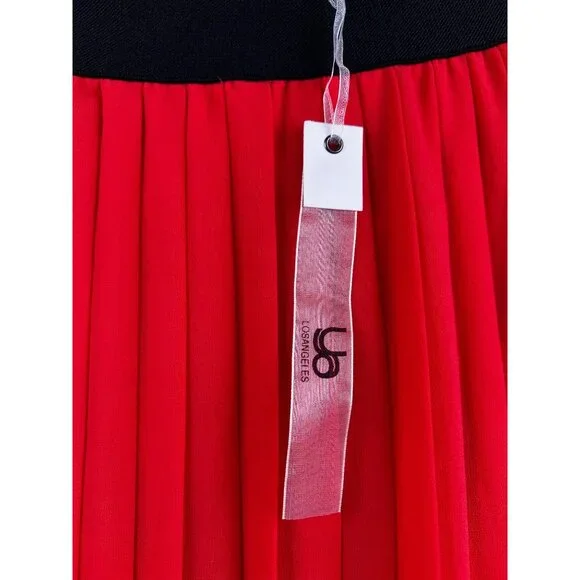 NWT YA Los Angeles‎ Maxi Accordion-Pleated Silk-Blend Boho Romantic Skirt Sz L